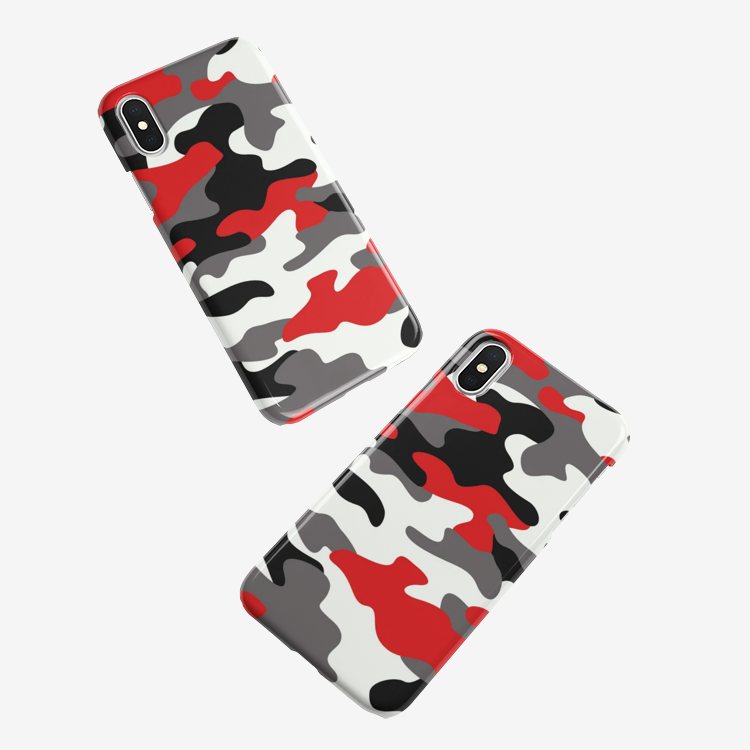 Camo Phone Case | iPhone | Red, Black & White Camouflage