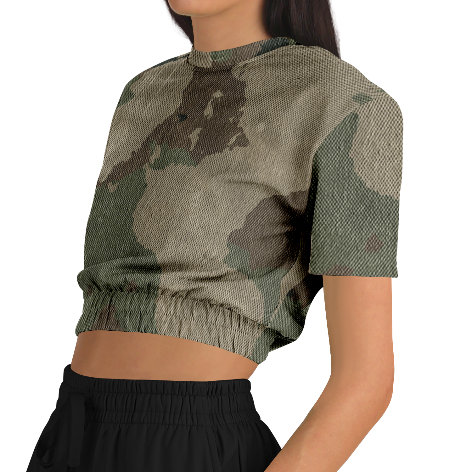 Camo Crop Top Sweatshirt | Dirty Old Brown Camouflage