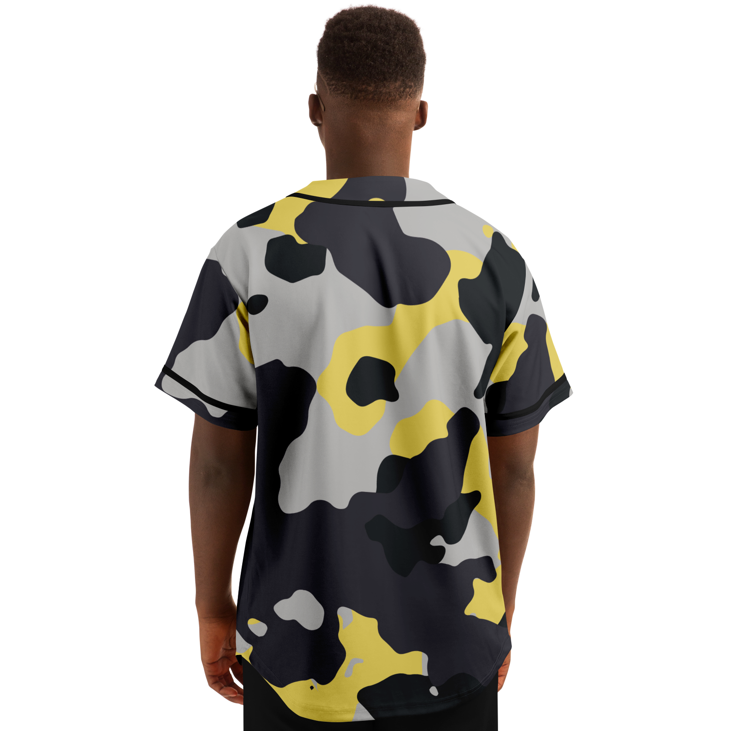 Camo Baseball Jersey | Yellow, Black & Silver Camouflage