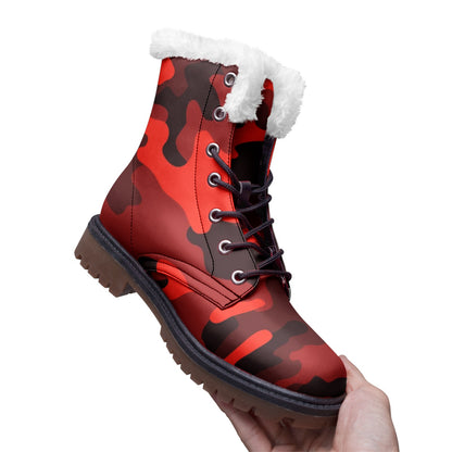 Snow Camo Boots | Scarlet Red and Black Camouflage