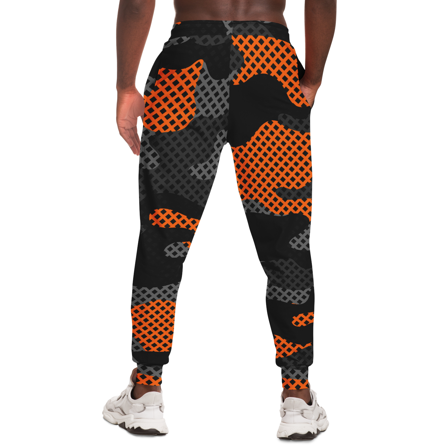 Camo Sweatpants | Unisex | Black & Orange Pixel Pattern