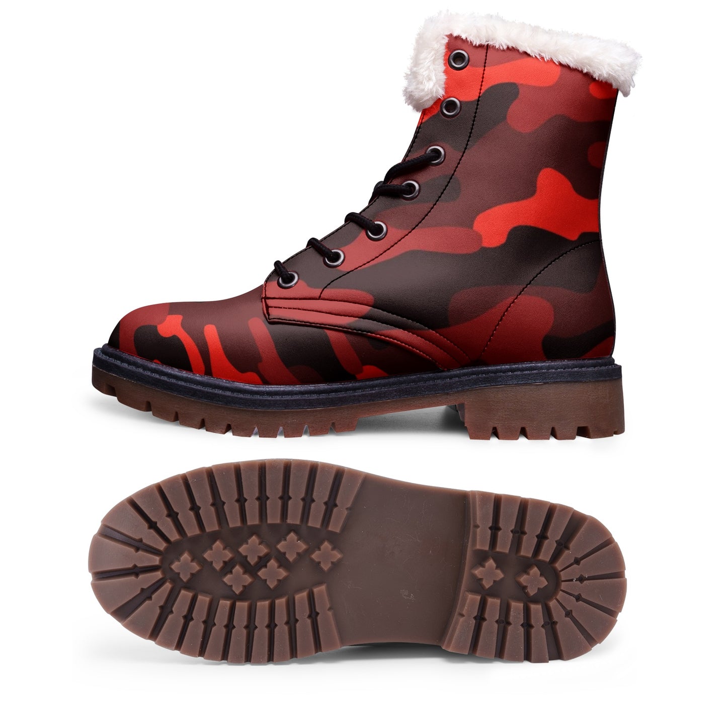 Snow Camo Boots | Scarlet Red and Black Camouflage