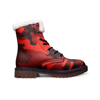 Snow Camo Boots | Scarlet Red and Black Camouflage