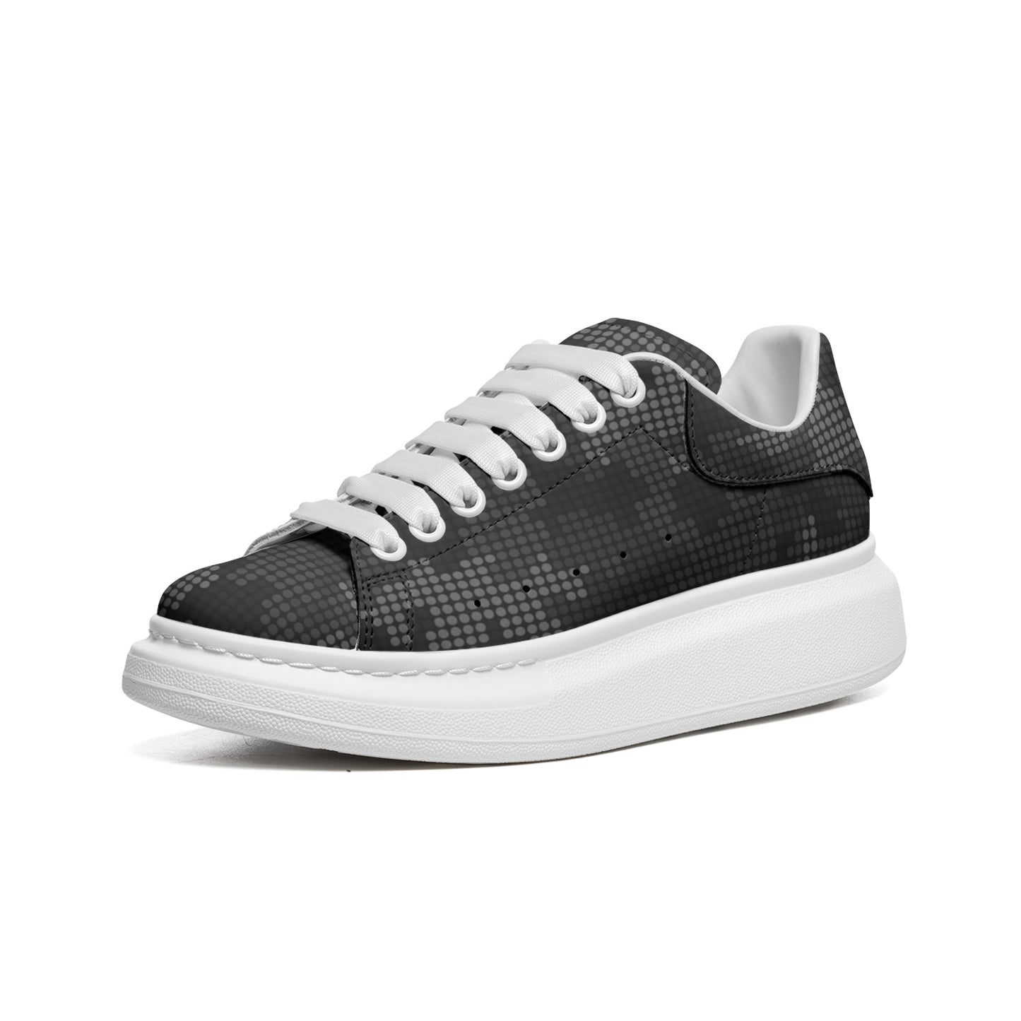 Oversized McQueen Sneakers | Stylish Black Pixel Camouflage