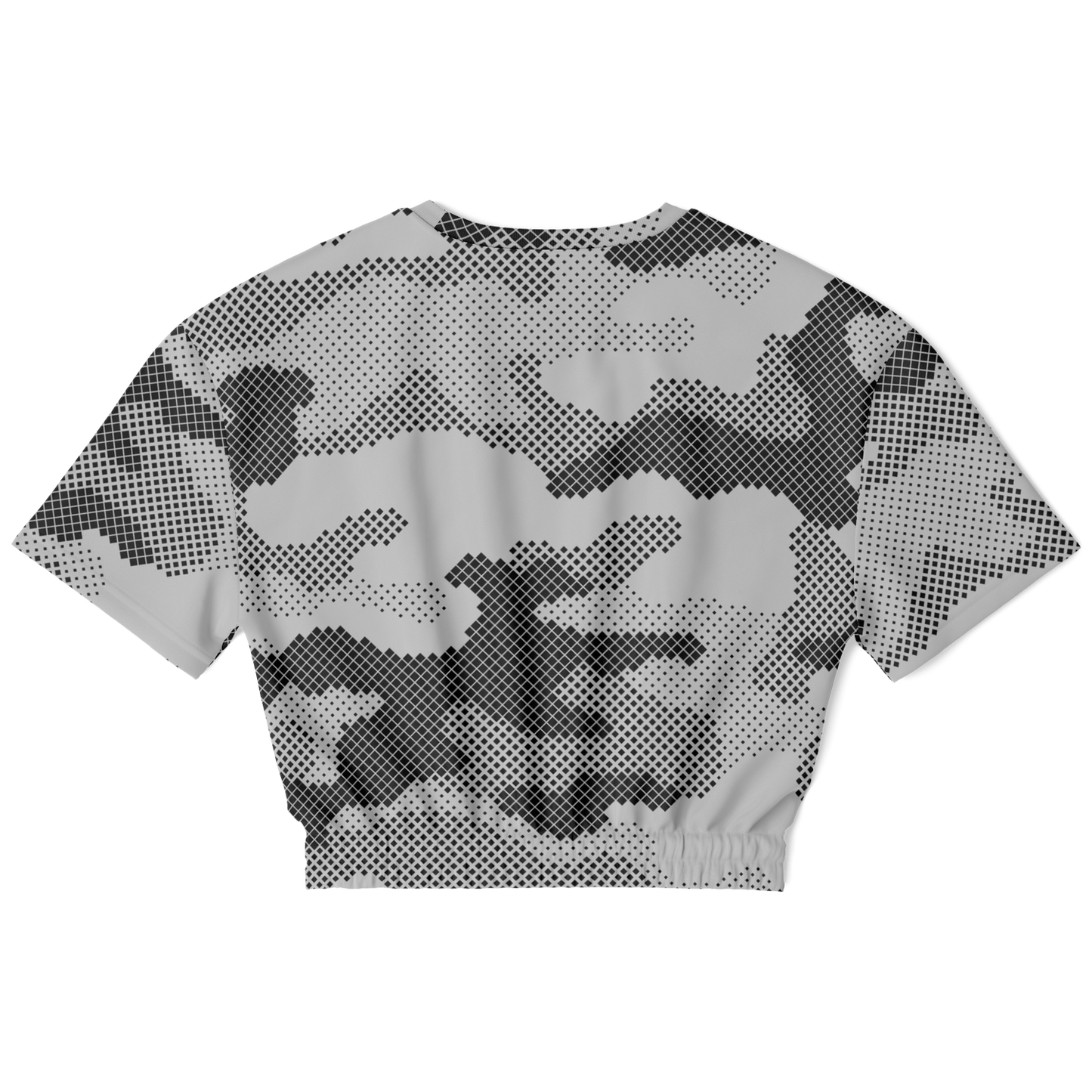 Camo Crop Top Sweatshirt | Black & White Digital Dotted