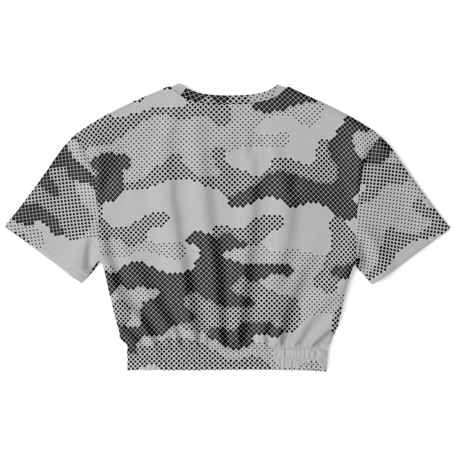 Camo Crop Top Sweatshirt | Black & White Digital Dotted