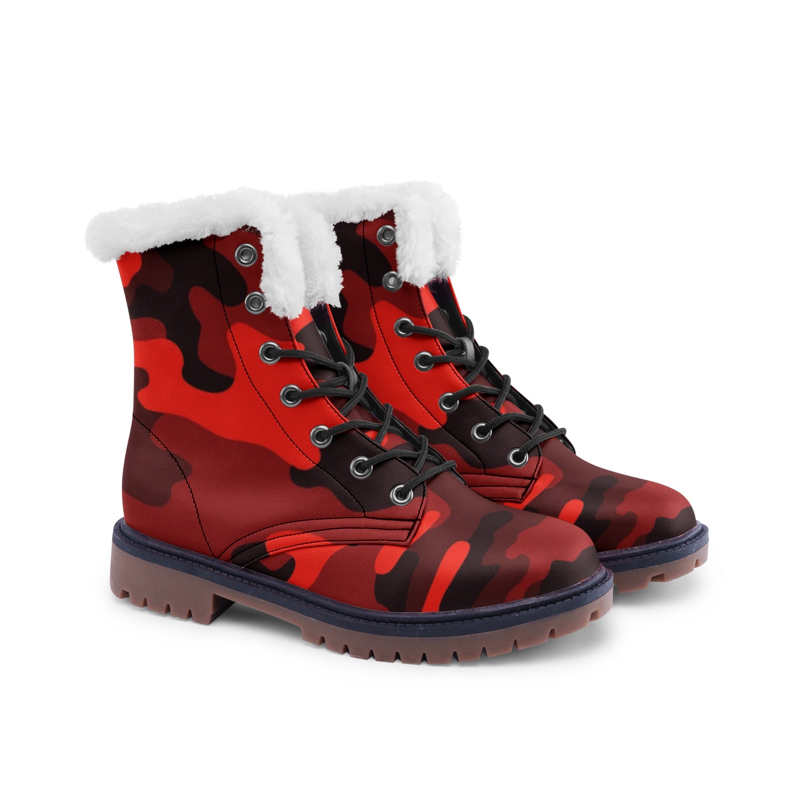 Snow Camo Boots | Scarlet Red and Black Camouflage