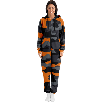 Camo Onesie | Orange, Black and Gray Camouflage