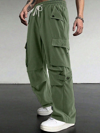 Men'S Camo Drawstring Pocket Casual Pants | Green, Beige, Khaki, Grey