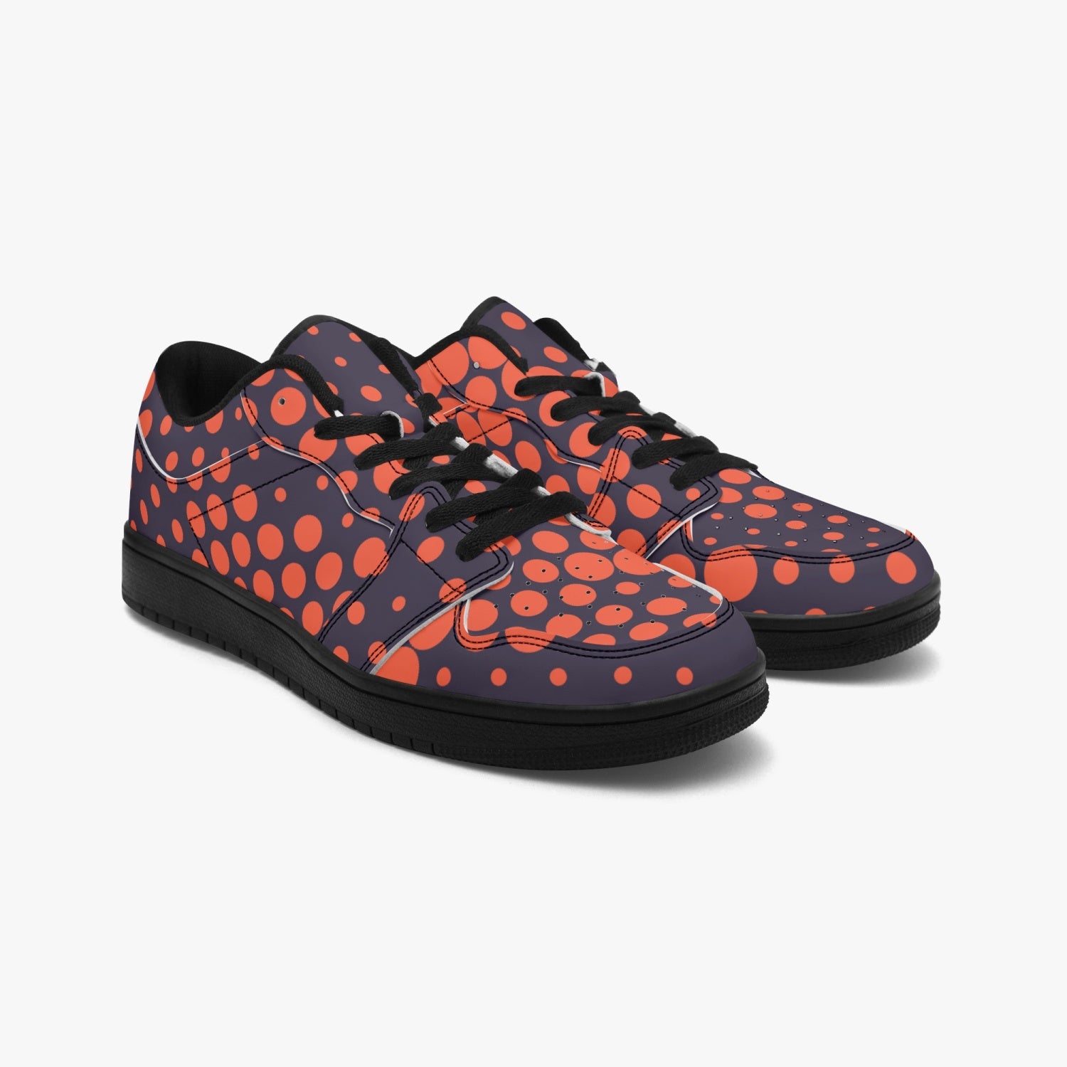 Camo Sneakers | Orange Blue Low-Top Leather Camouflage Shoes