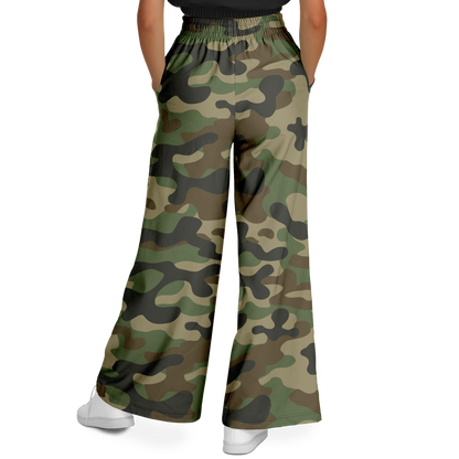 Camo Wide Leg Pants | Classic Green