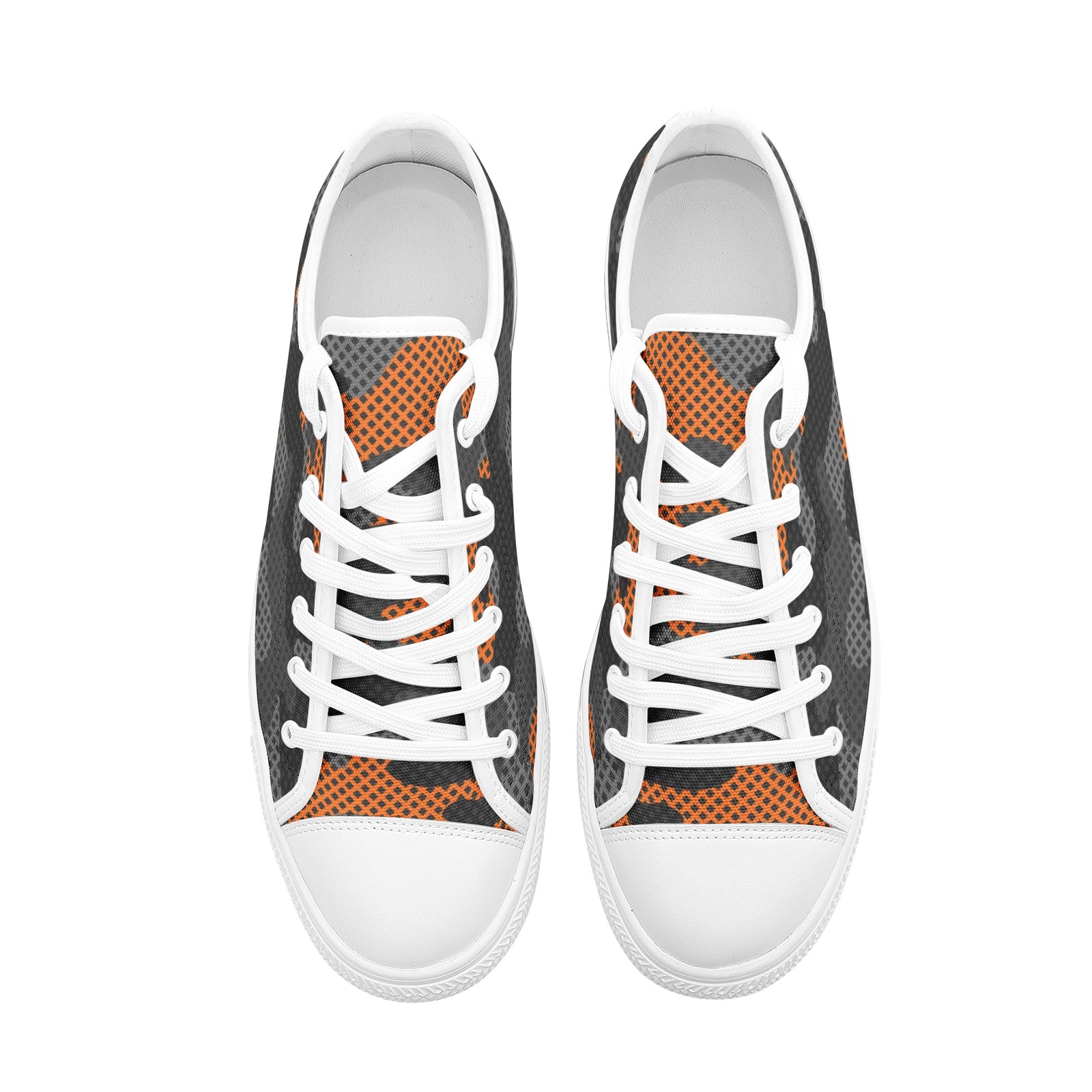 Camo Shoes | Low Top Canvas | Orange & Black Pixel