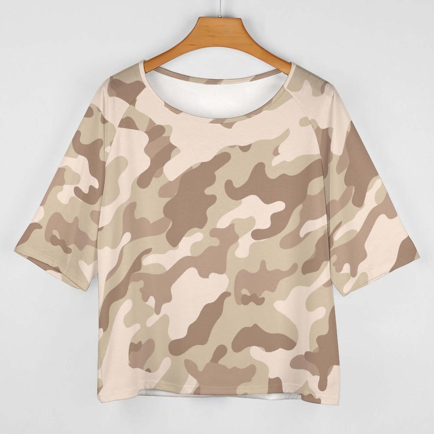 Off The Shoulder Top | Desert Brown Camo Shirt