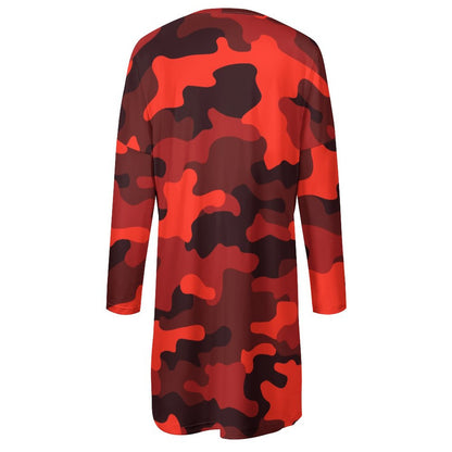 Camo Shirt | Loose Fit Long Sleeves | Scarlet Red & Black