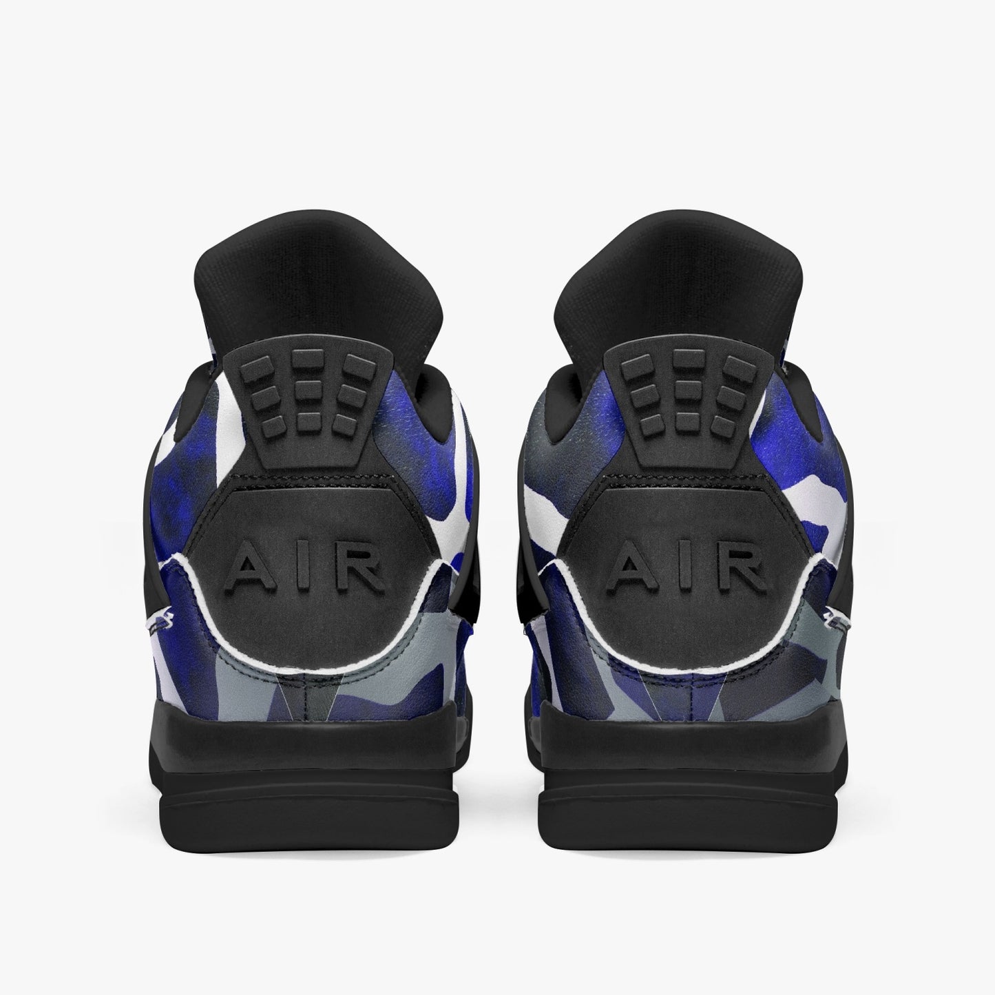 Giraffe Jordans AJ4 | Blue and Black Leather Sneakers