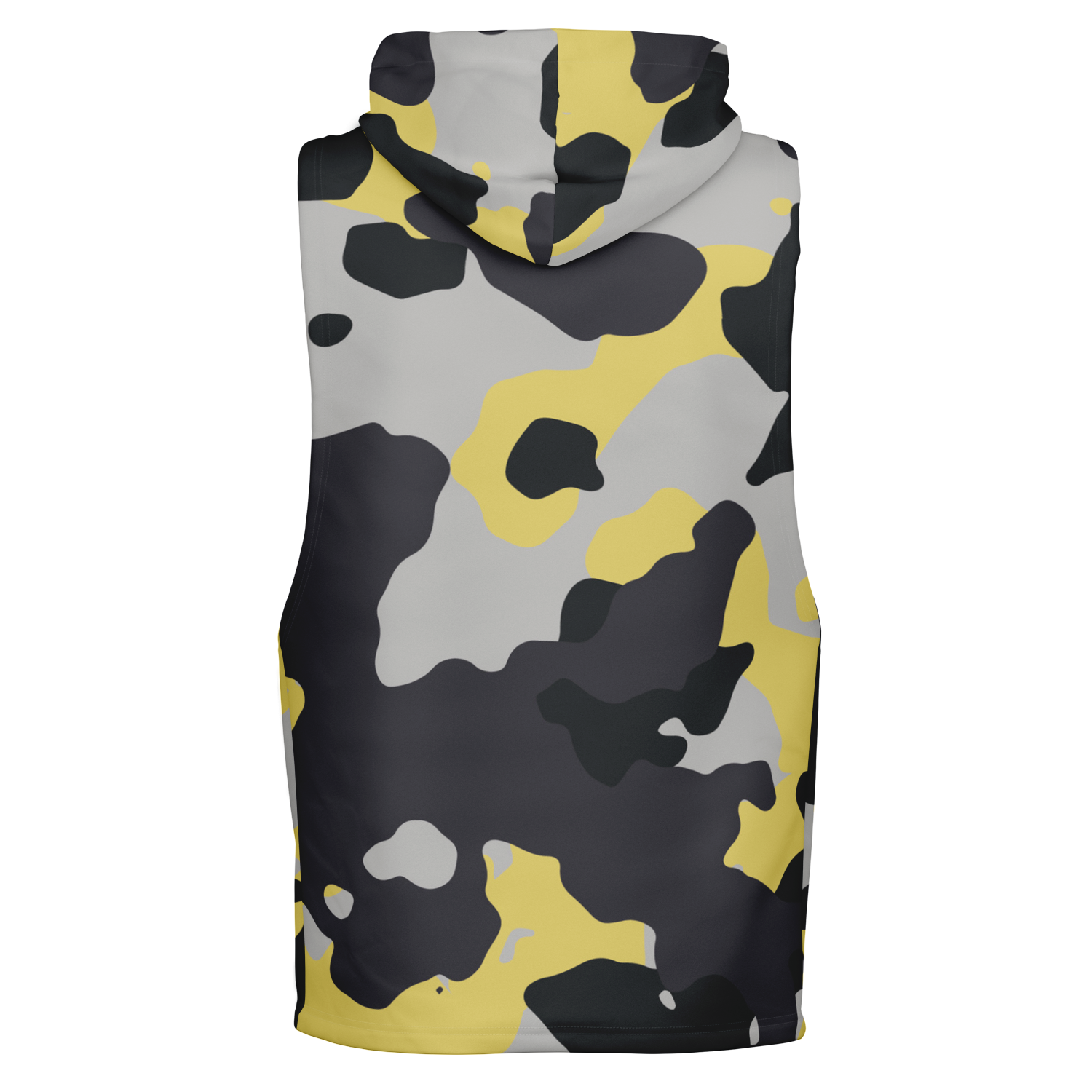 Sleeveless Hoodie | Yellow, Black & Silver Camouflage