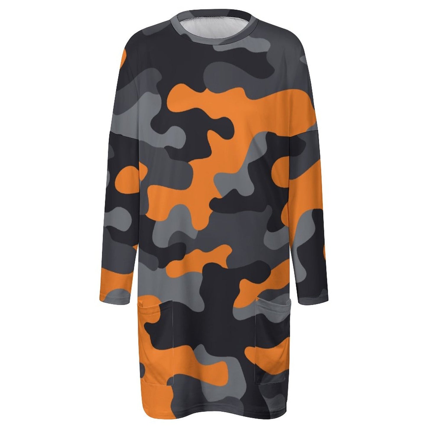 Camo Shirt | Loose Fit Long Sleeves | Orange, Black, and Gray