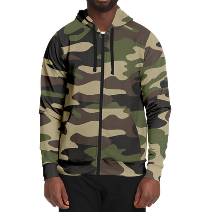 Zip-Up Hoodie | Classic Green Camouflage