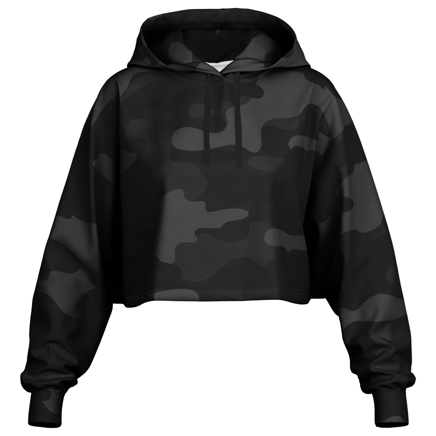 Cropped Hoodie For Women | Black Camouflage