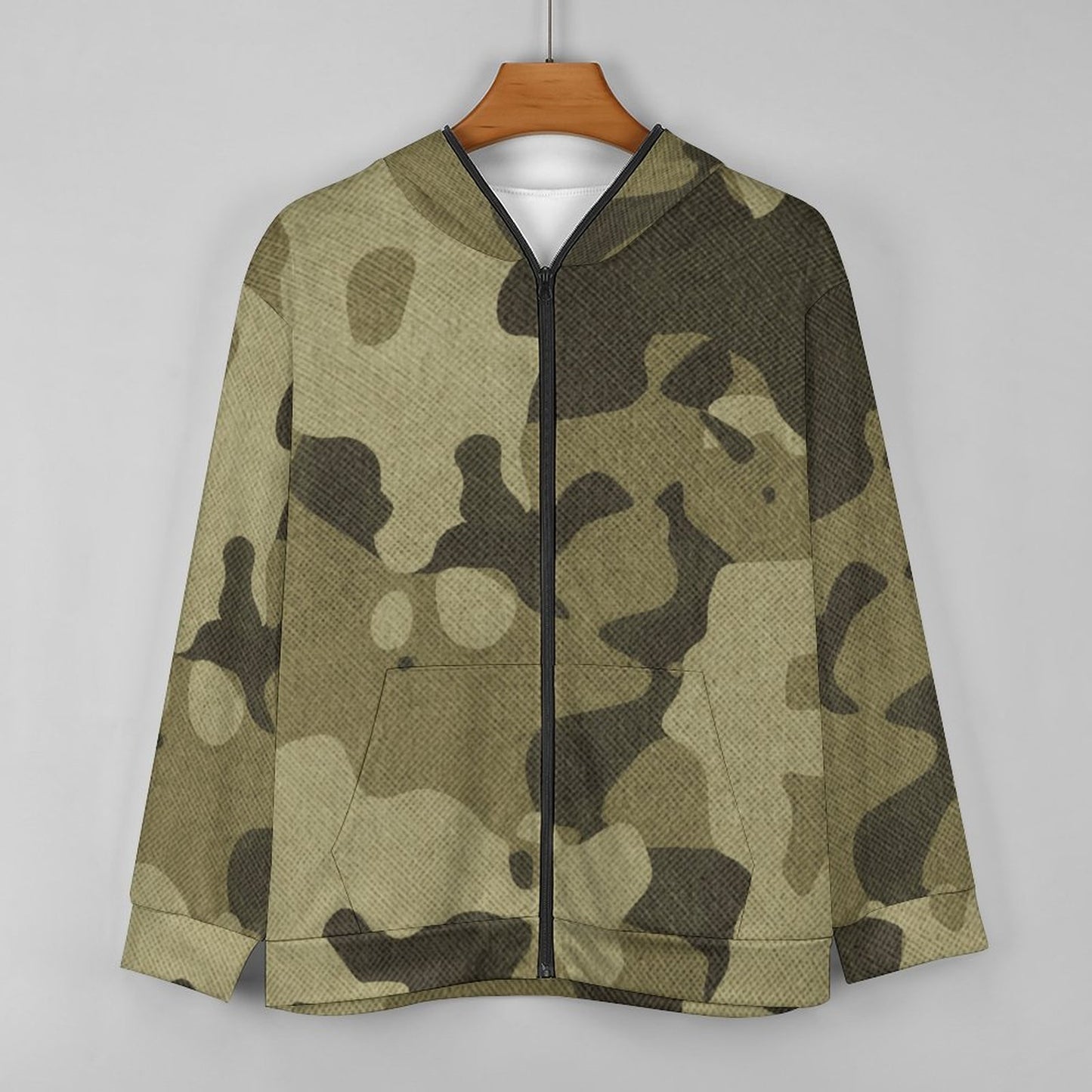 Zip Camo Hoodie | Green Fabric Camouflage