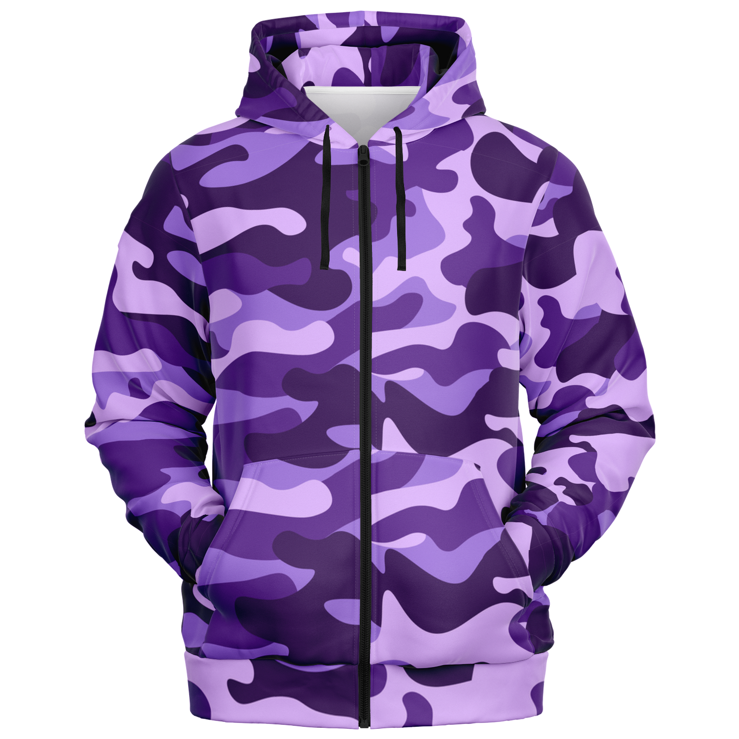 Zip-Up Hoodie | Purple, Blue, and Mauve Camouflage