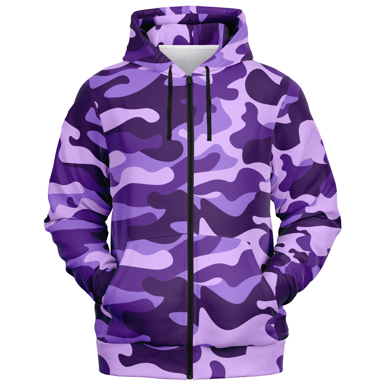 Zip-Up Hoodie | Purple, Blue, and Mauve Camouflage