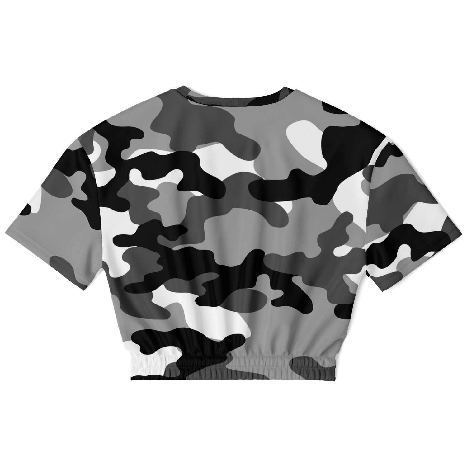 Camo Crop Top Sweatshirt | Black, White & Gray Camouflage