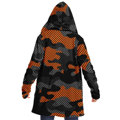 Camo Cloak | Orange & Black Pixel Camouflage | Microfleece