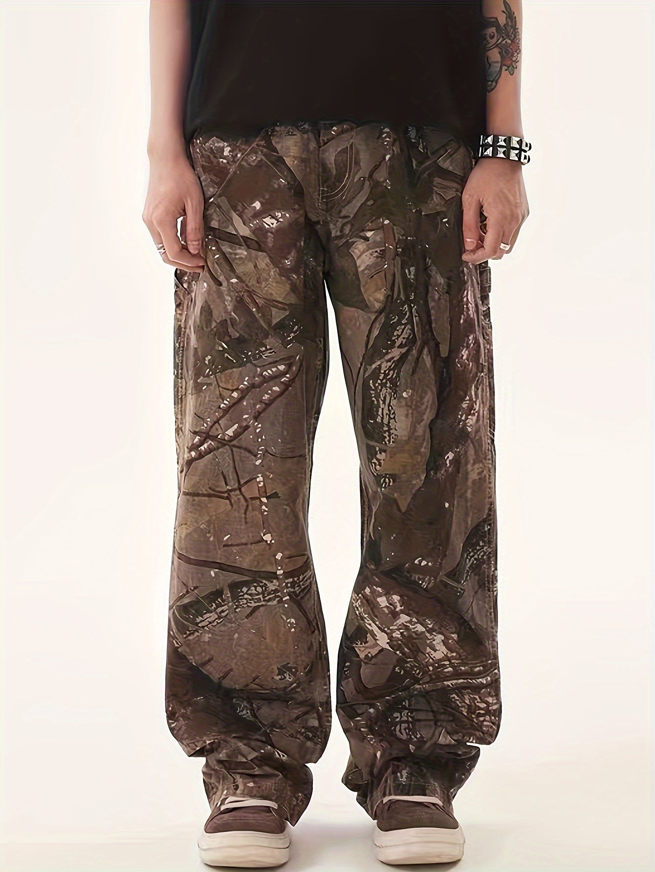 Vintage Camouflage Distressed Denim Jeans for Men