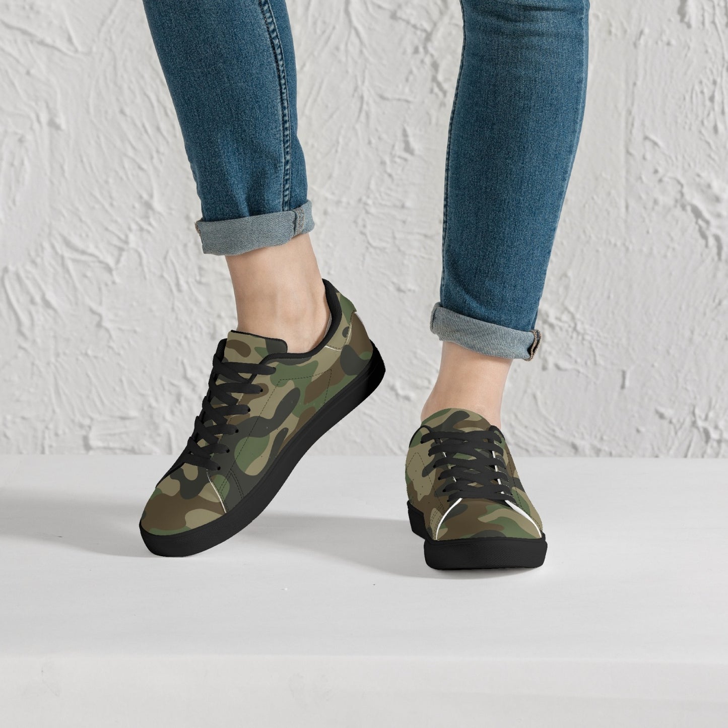 Camo Sneakers | Classic Low-Top Leather | Military Brown