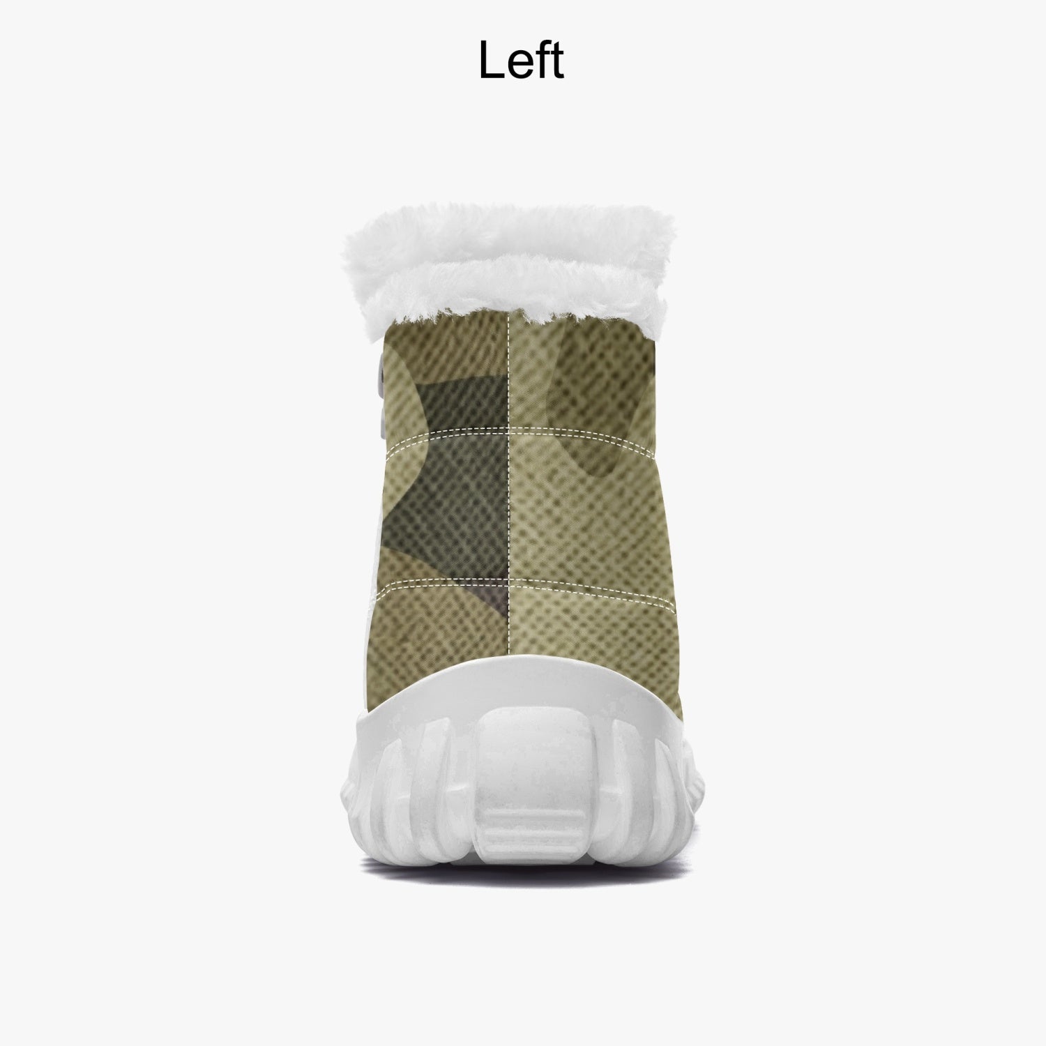 Camo Boots | Cotton-pad Fur Zipper Up | Green Fabric