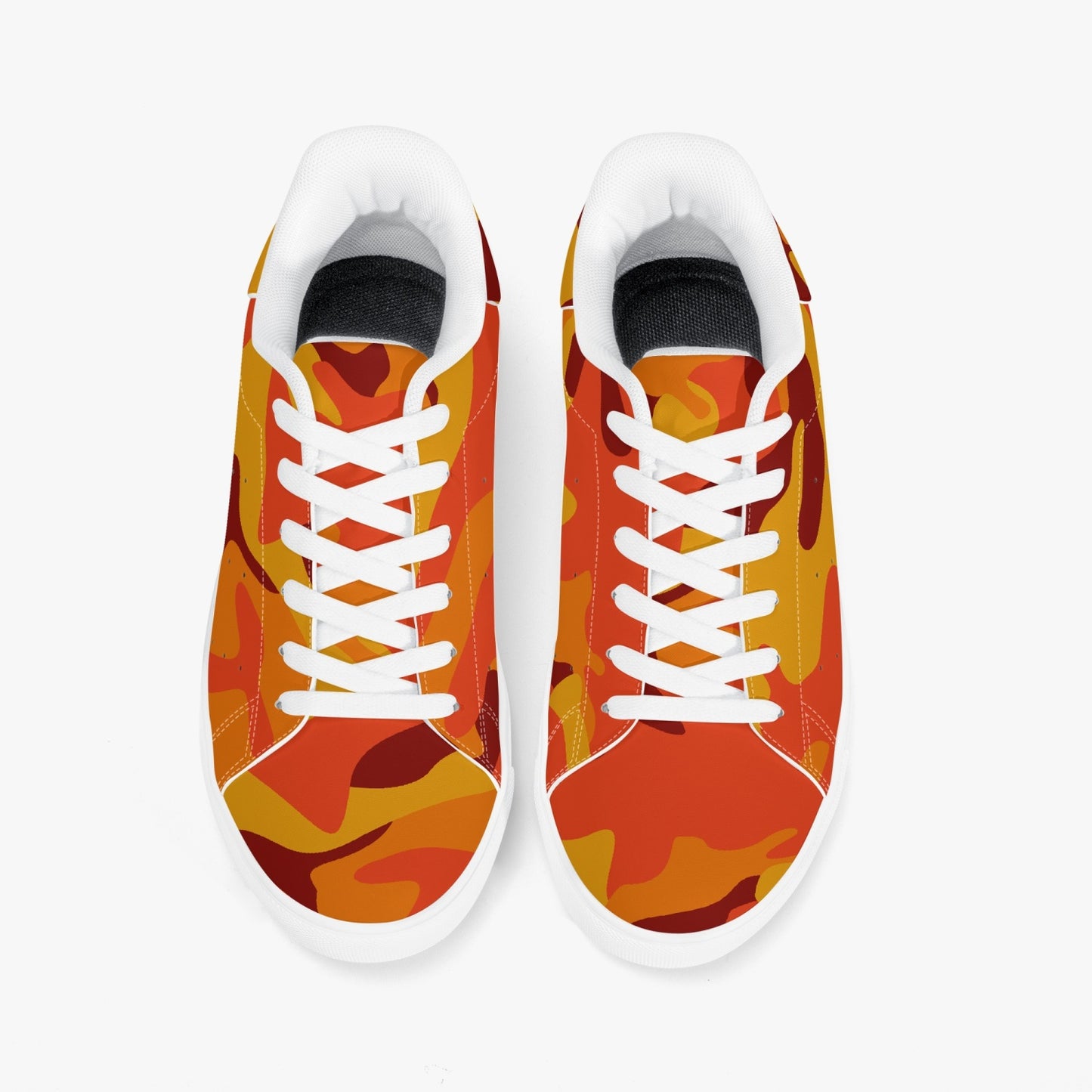 Camo Sneakers | Classic Low-Top Leather | Orange & Red