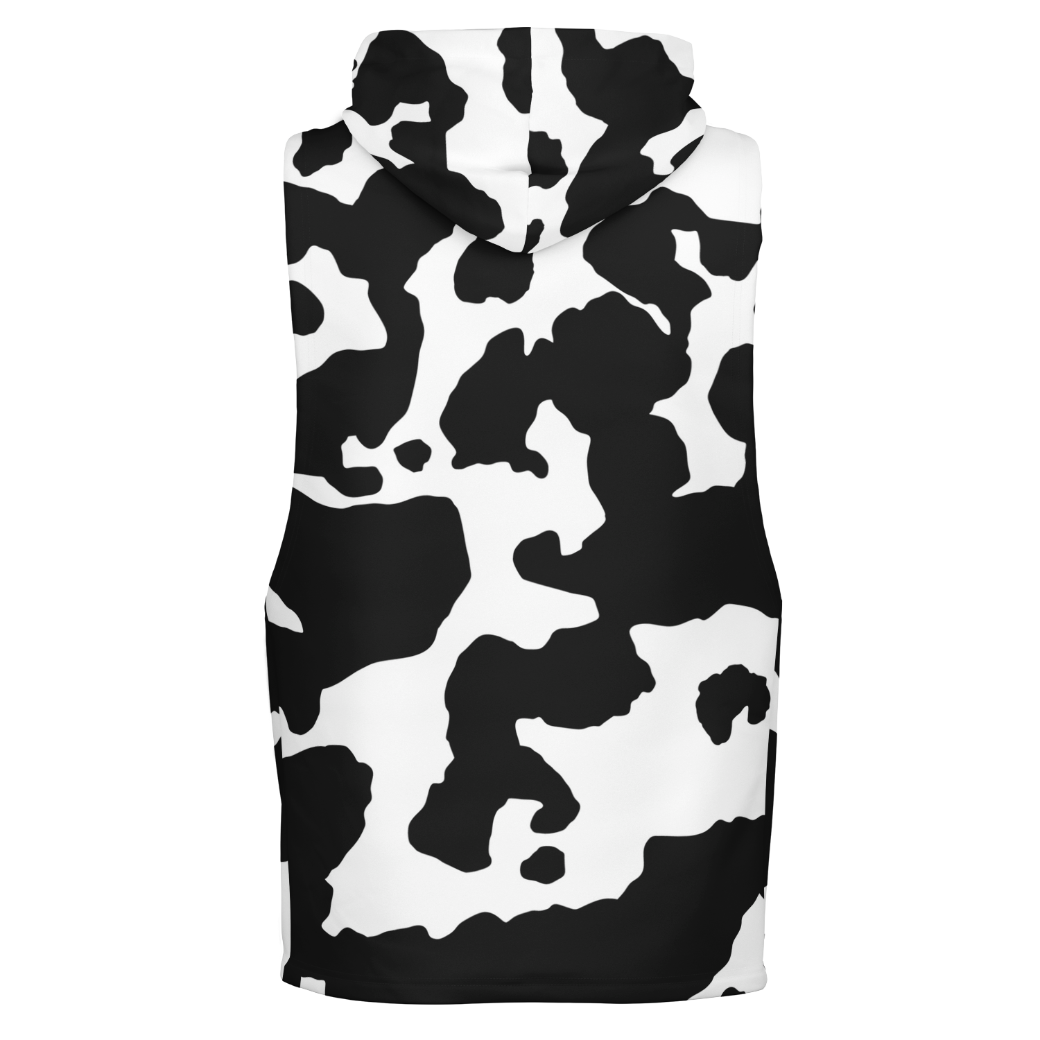 Sleeveless Hoodie | Black & White Cow Camouflage