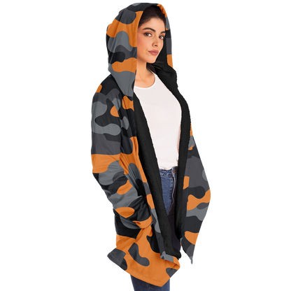 Camo Cloak | Orange, Black, & Gray Camouflage | Microfleece