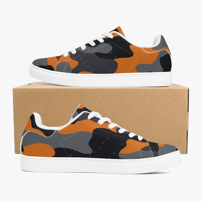 Camo Sneakers | Classic Low-Top | Orange, Black, & Gray