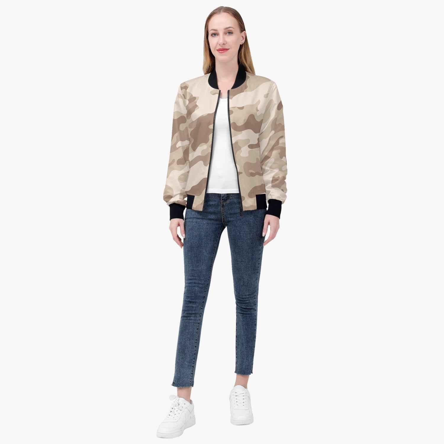 Women's Camo Bomber Jacket | Desert Brown Camouflage