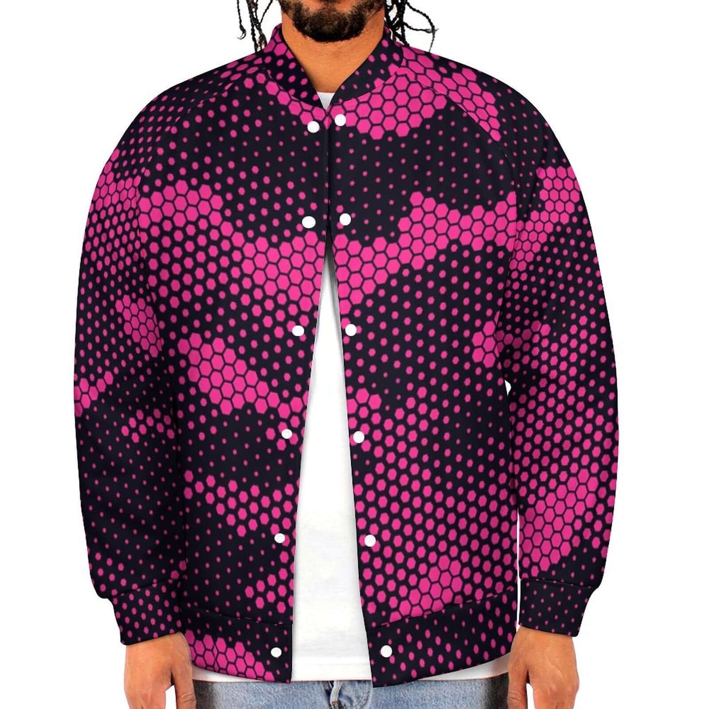 Men's Camo Jacket | Pink Digital Dotted Hexagonal