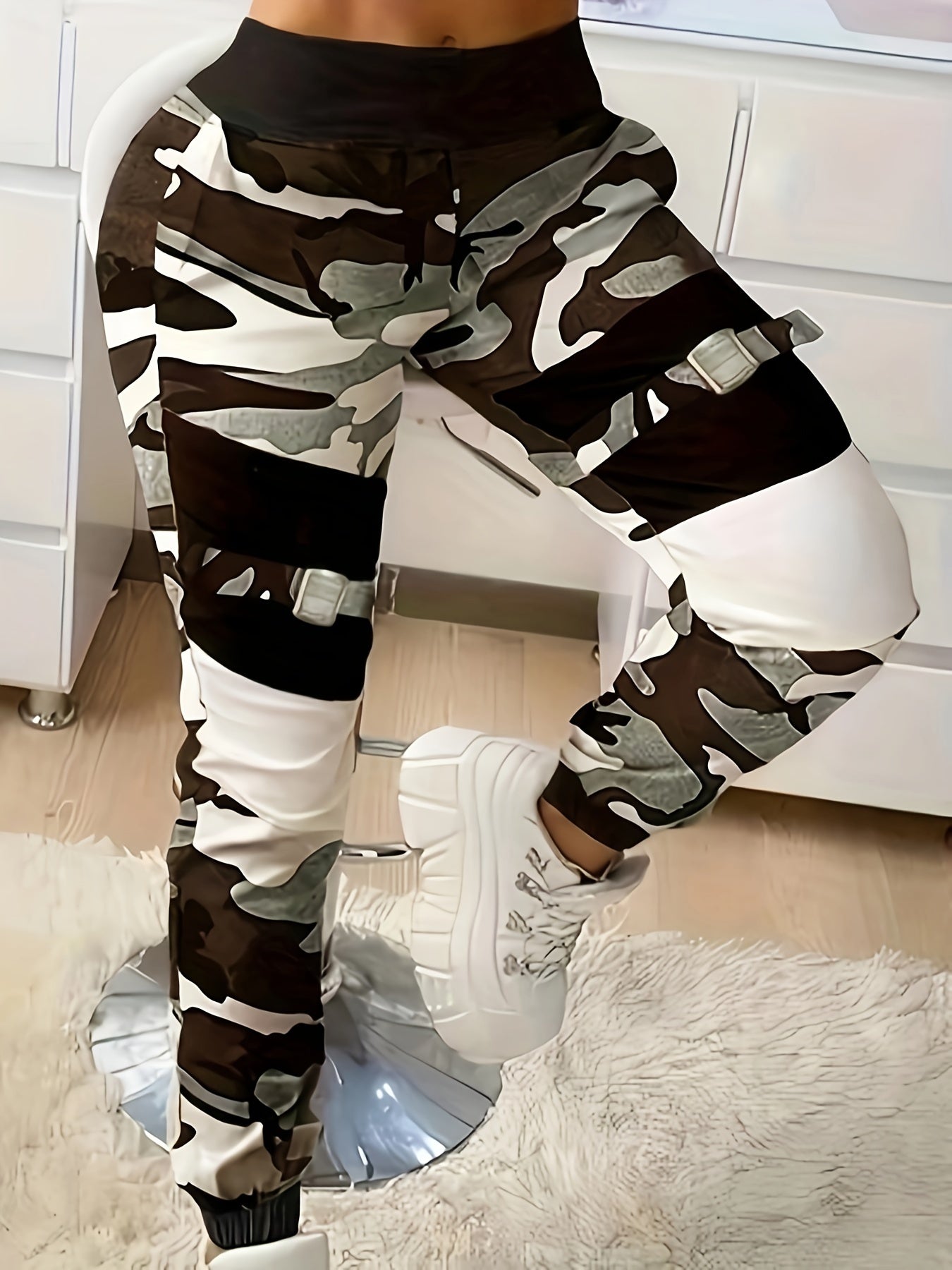 Women's High-Waisted Camo Stretchy Jeans | Casual Style