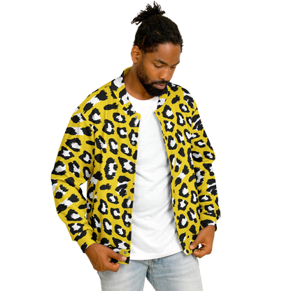 Baseball Jacket in Yellow & Black Leopard Pattern