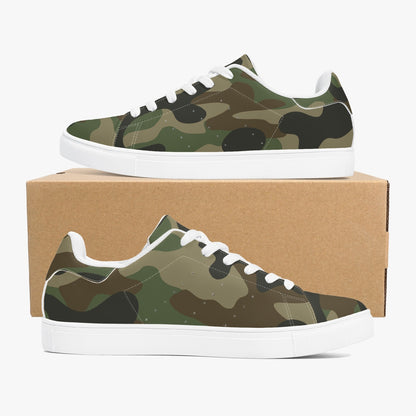 Camo Sneakers | Classic Low-Top Leather | Military Brown