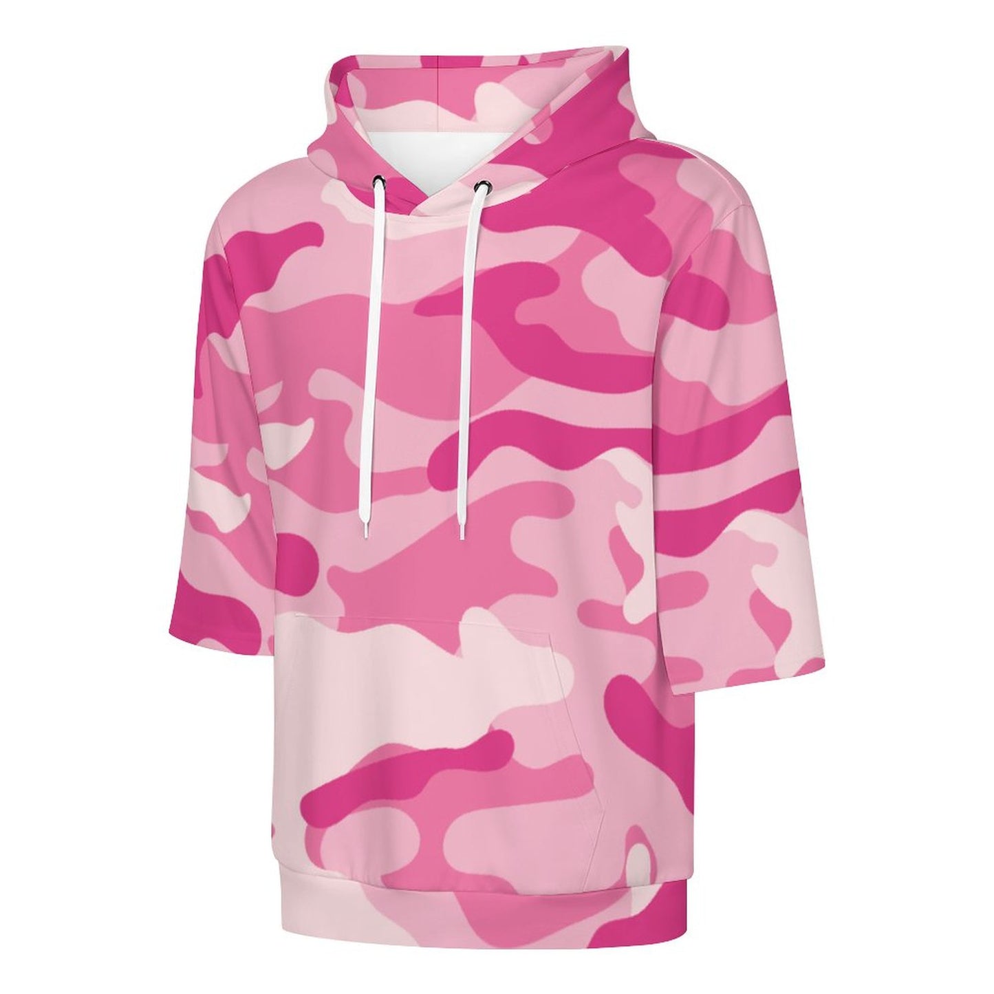 Short Sleeve Hoodie | Lavender Pink Camouflage