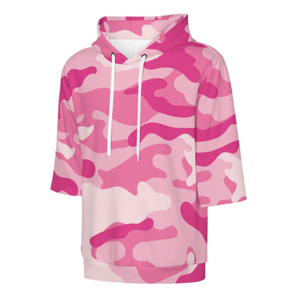 Short Sleeve Hoodie | Lavender Pink Camouflage