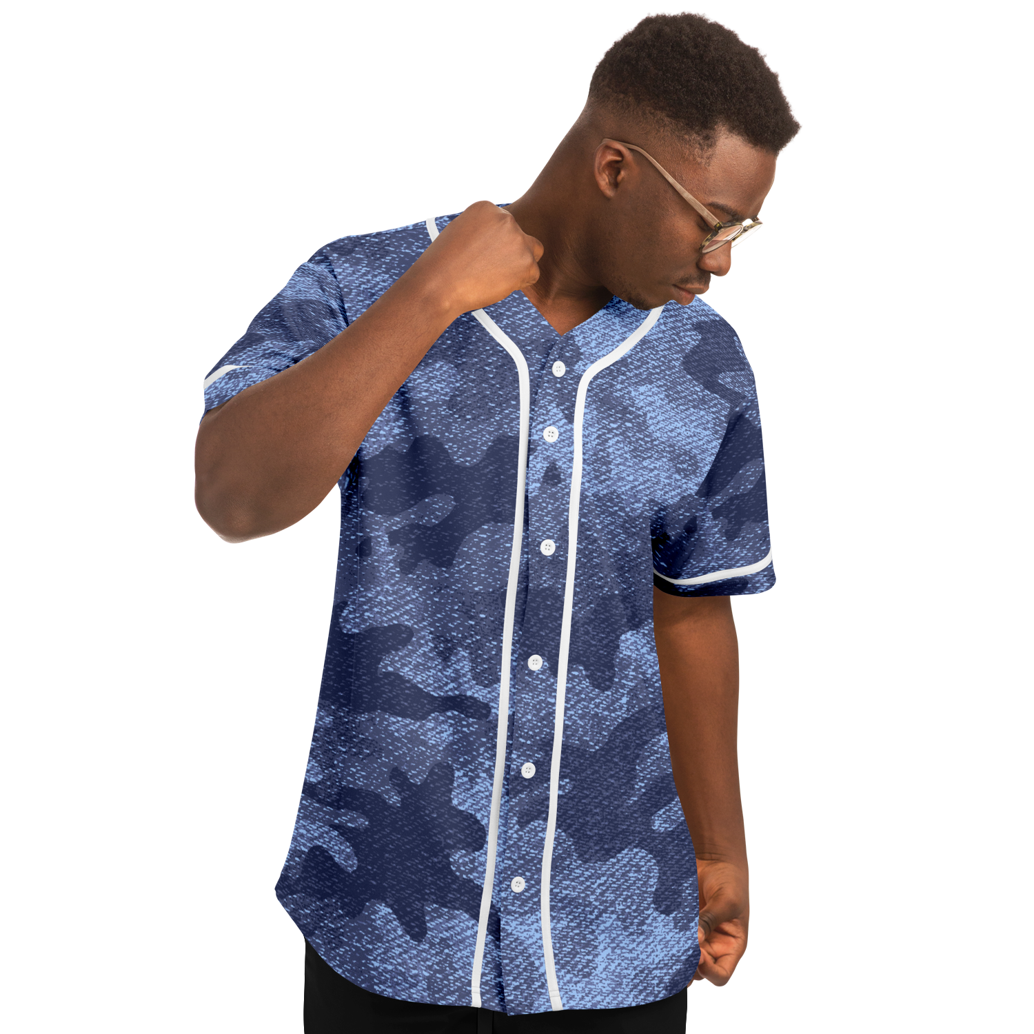 Camo Baseball Jersey | Denim Blue Camouflage