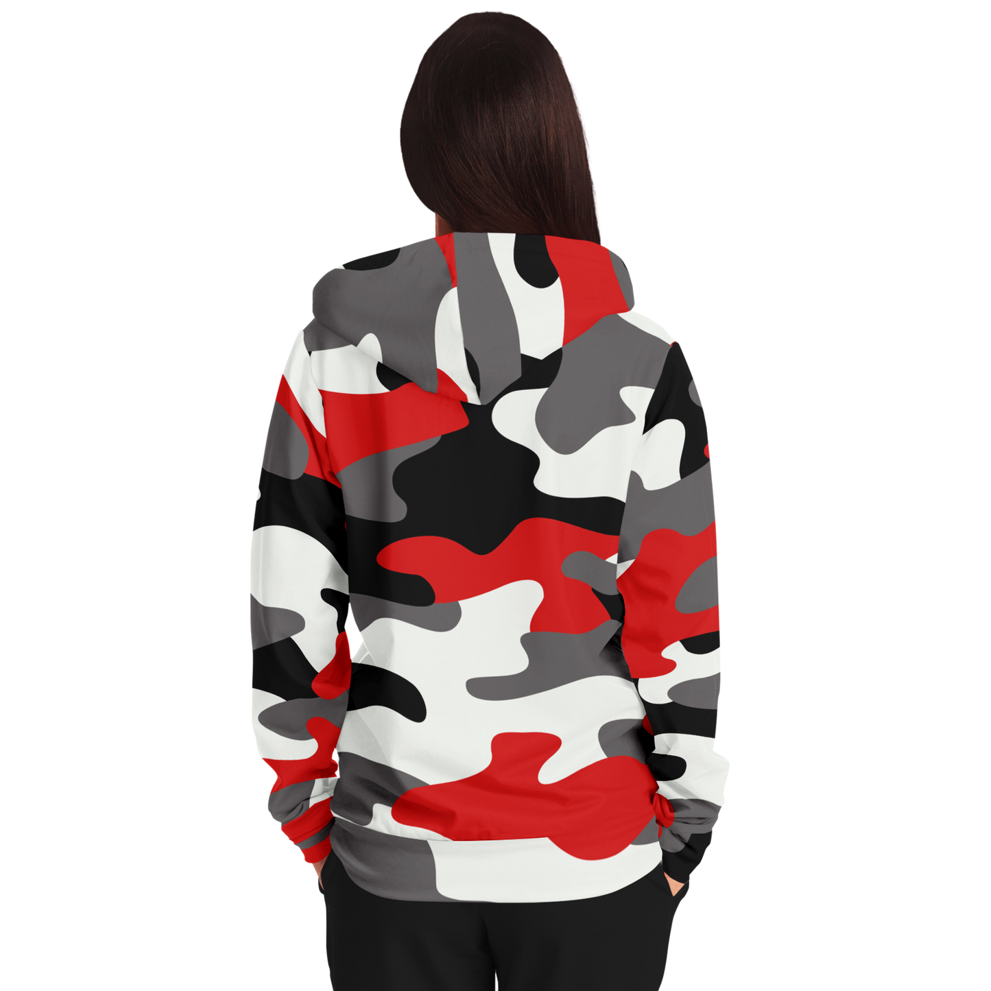 Zip-Up Hoodie | Red, Black, and White Camouflage