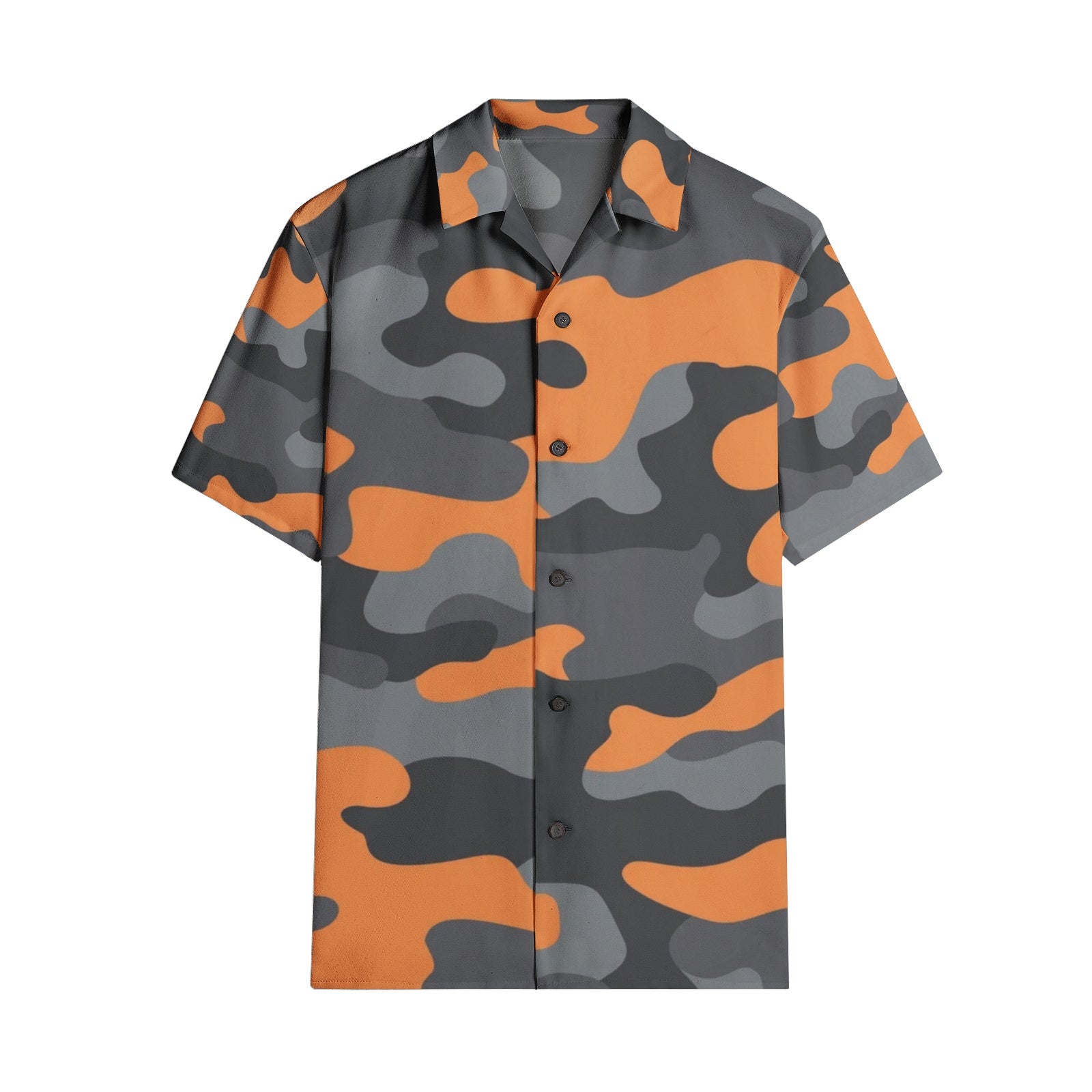 Cotton Camo Shirt For Men | Orange, Black & Gray Short-Sleeve