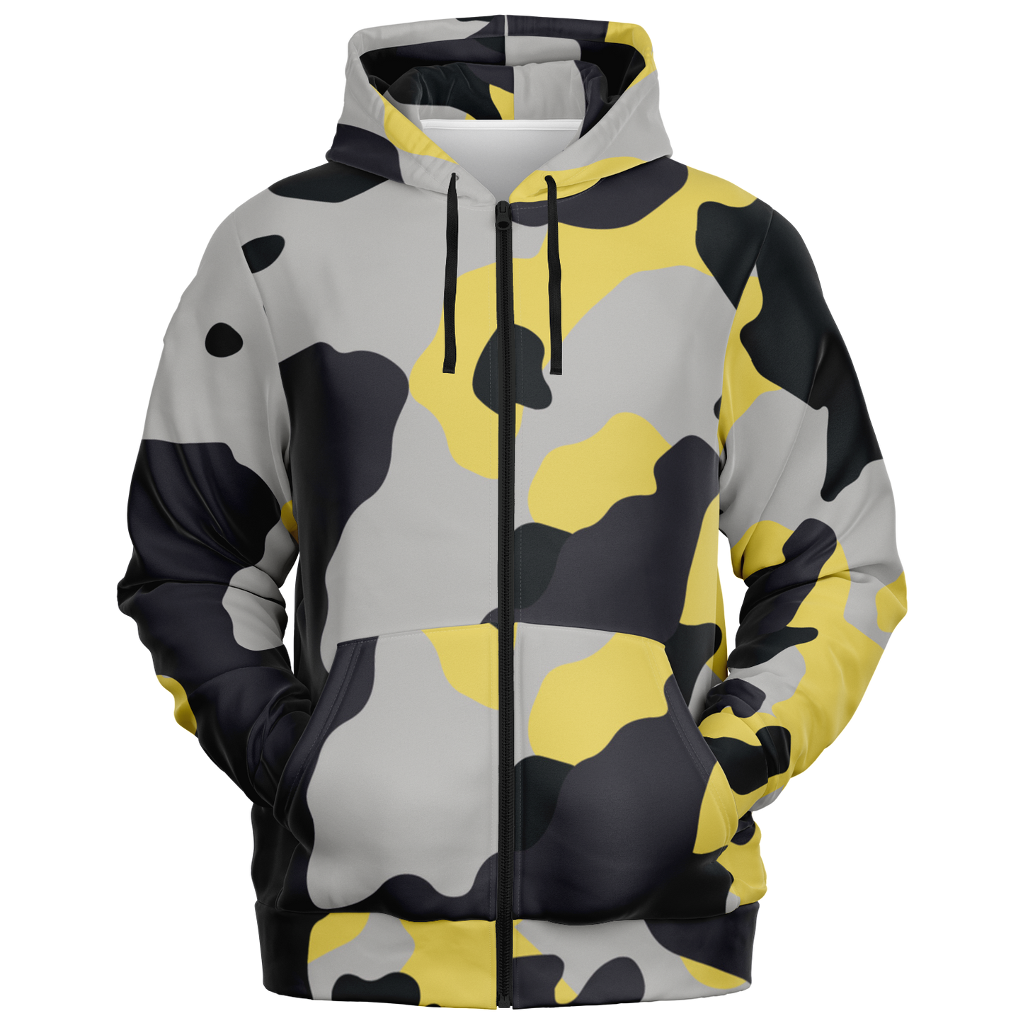 Zip-Up Hoodie | Yellow, Black & Silver Camouflage