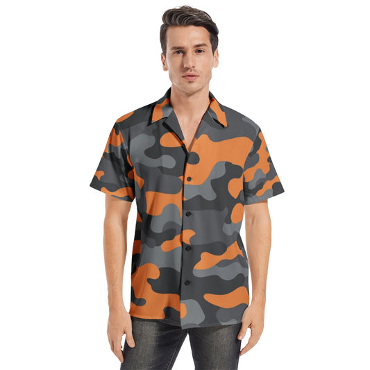 Cotton Camo Shirt For Men | Orange, Black & Gray Short-Sleeve