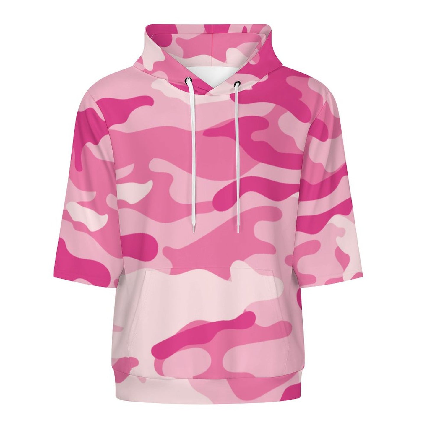 Short Sleeve Hoodie | Lavender Pink Camouflage