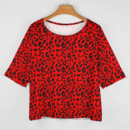 Off The Shoulder Top | Black and Red Leopard Print