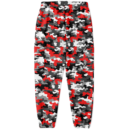 Red Camo Cargo Pants | Mixed Gray, Black, and White | Unisex